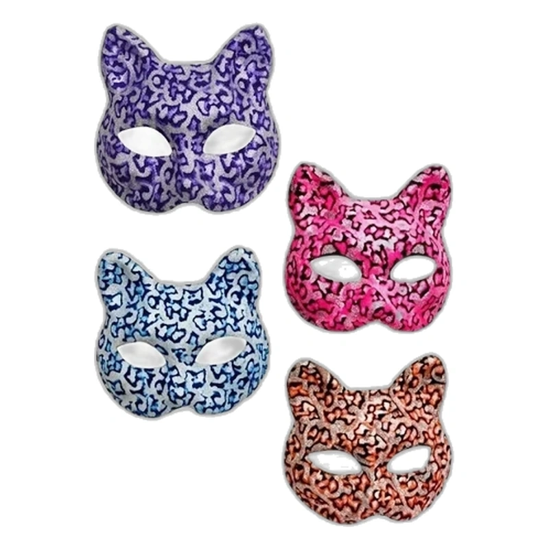 Antifaces Gatita / Felina Animal Print con Brillos Escarchados